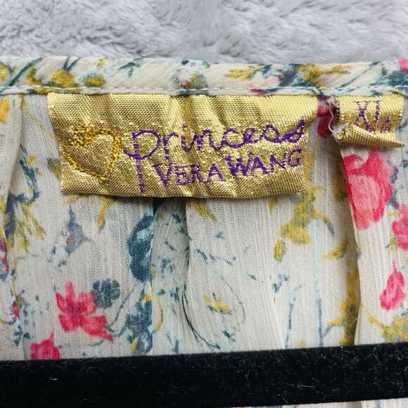 Princess Vera Wang Chiffon Blouse Womens XL Lace Ditzy Floral Fairy Cottage - Picture 3 of 8